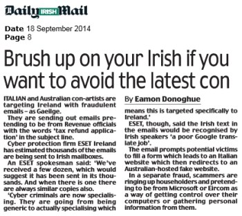 Irish Daily Mail 17.09.2014