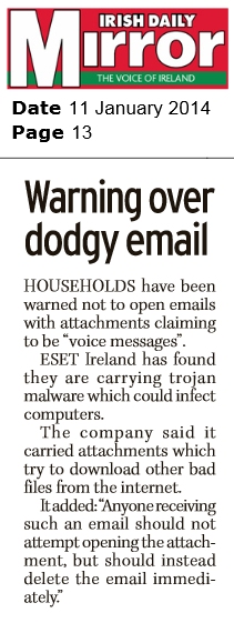 Irish Daily Mirror 11.01.2014