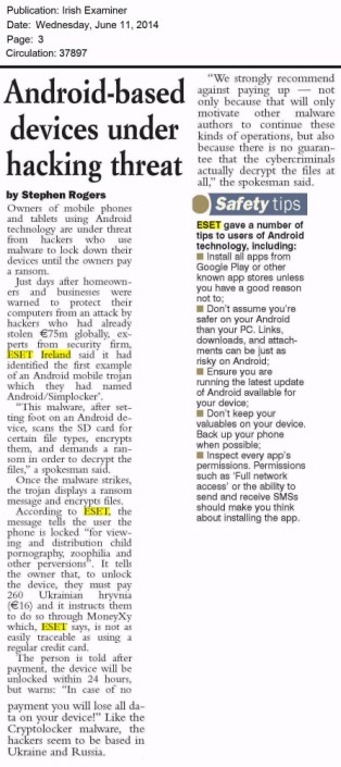 Irish Examiner 11.06.2014