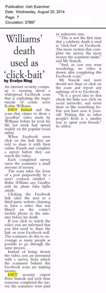 Irish Examiner 20.08.2014