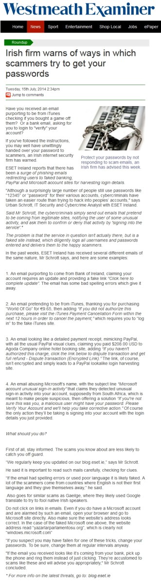 Westmeath Examiner 15.07.2014