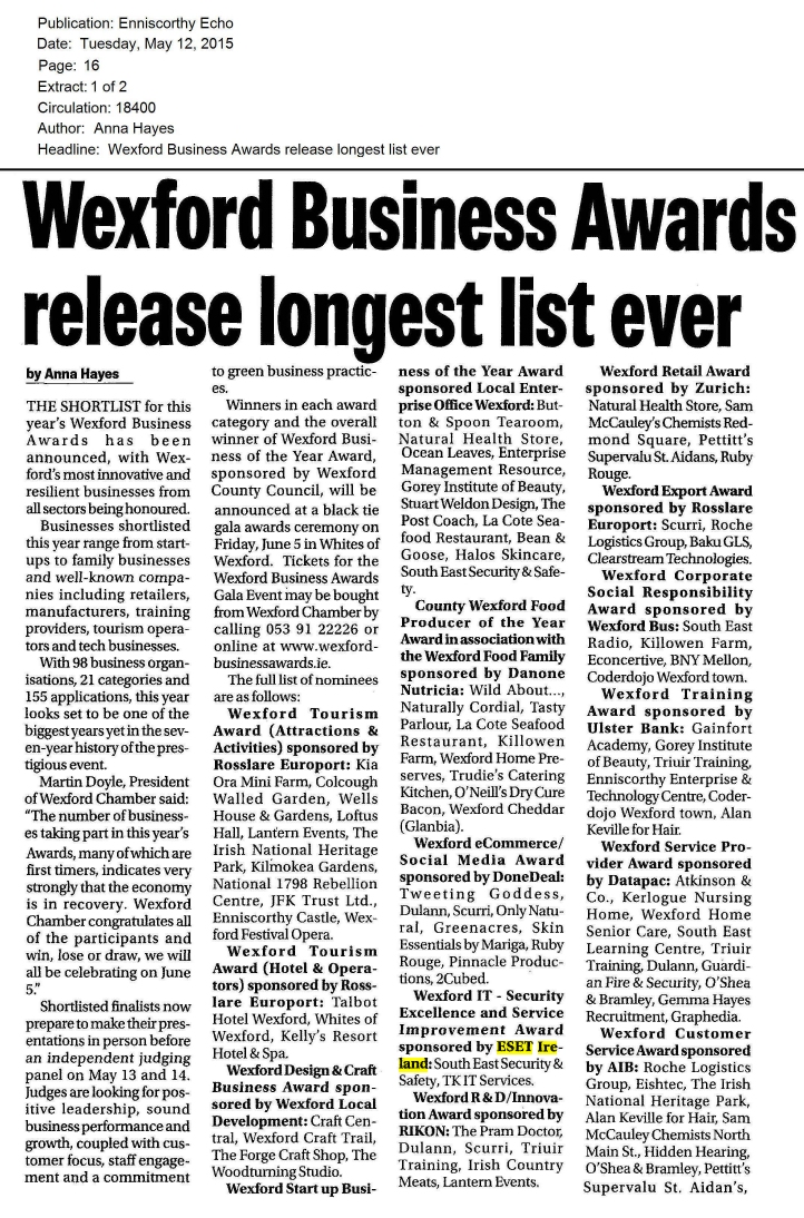 Enniscorthy Echo, Gorey Echo, Wexford Echo 12.05.2015