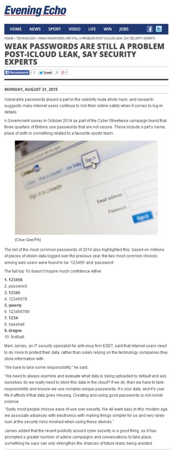 Evening Echo 31.08.2015