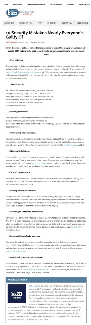 Infosecurity Buzz 30.07.2015