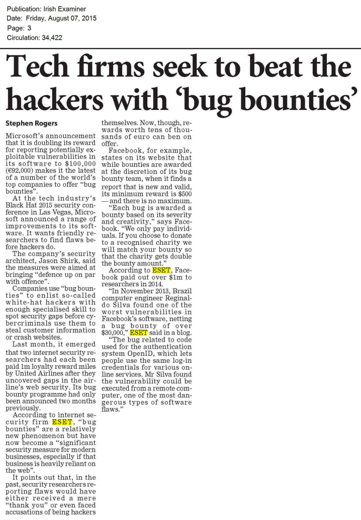 Irish Examiner 07.08.2015