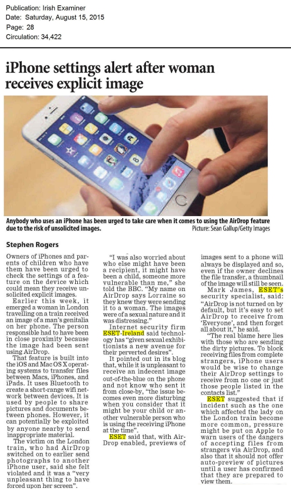 Irish Examiner 15.08.2015