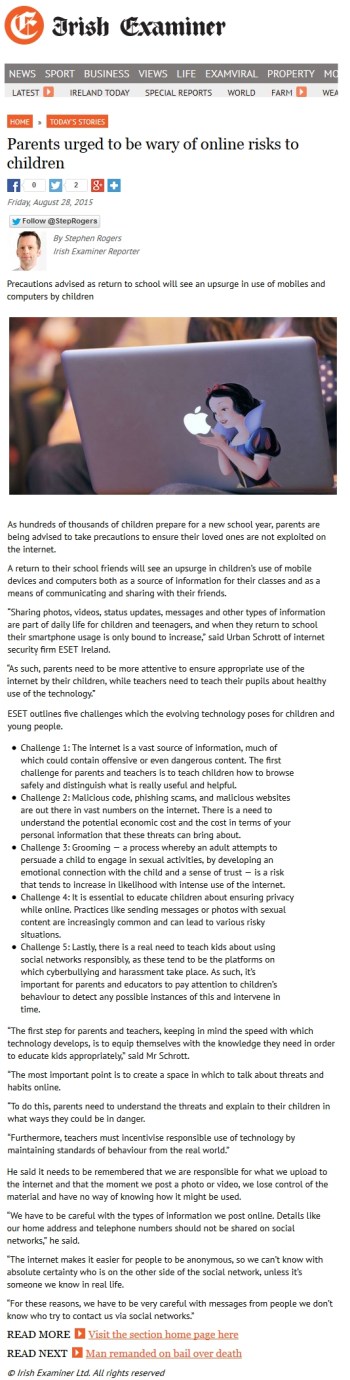 Irish Examiner 28.08.2015