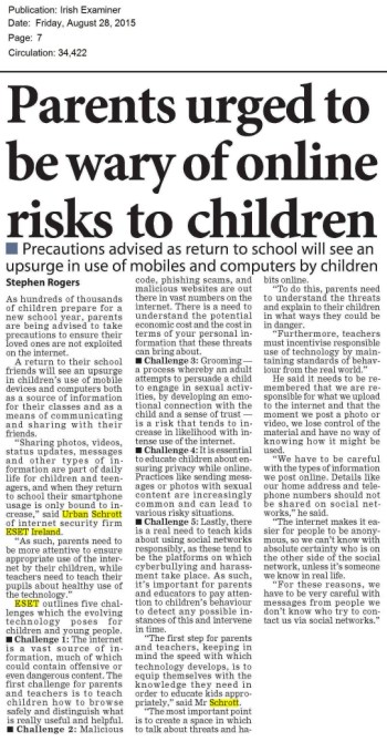 Irish Examiner 28.08.205 printed edition