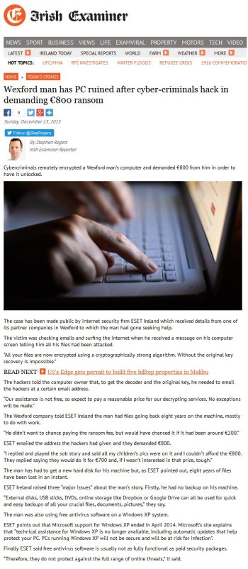 Irish Examiner.ie 13.12.2015