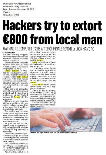 New Ross Standard, Gorey Guardian, Wexford People 15.12.2015