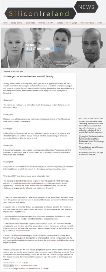 Silicon Ireland News 18.08.2015