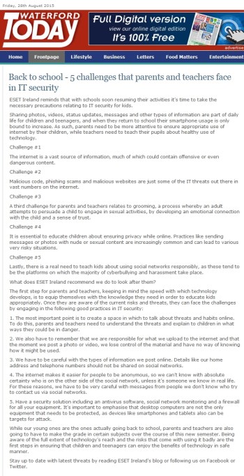 Waterford Today 28.08.2015