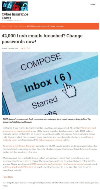 Cyber Insurance Cover 12.05.2016