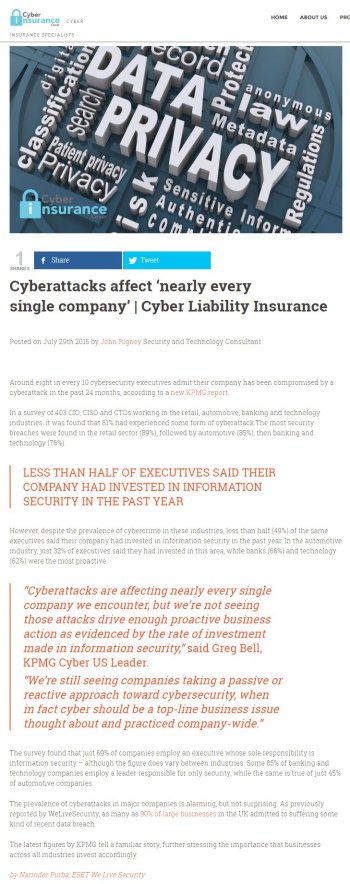 Cyber Insurance Cover 29.07.2016