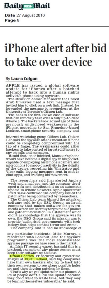 Irish Daily Mail 27.08.2016