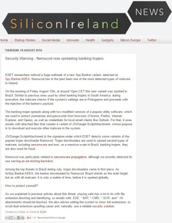 Silicon Ireland News 18.08.2016