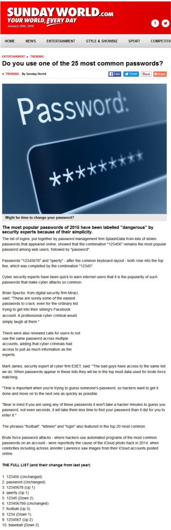SundayWorld.com 20.01.2016